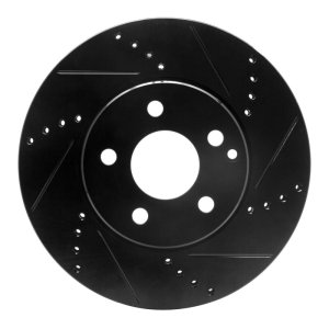Mercedes-Benz E350 Brake Rotor (1) - Front Right - R1 Concepts - Drilled & Slotted - Black - `03-`09